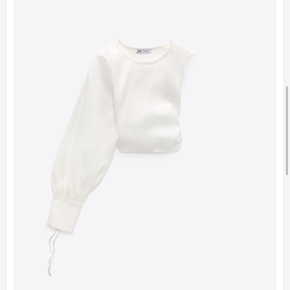 Zara white top with one sleeve - Picture 3 of 6